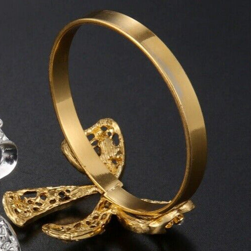 1 Ct Round Cut Diamond 14K Yellow Gold Over Bowknot Napkin Promise Christmas Ring 925 Sterling Silver