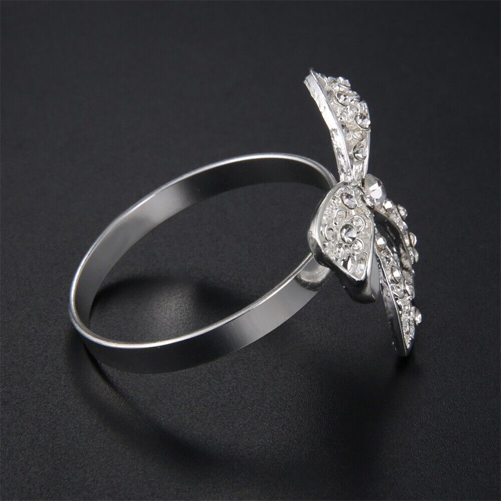 1 Ct Round Cut Diamond 14K White Gold Over Bowknot Napkin Promise Christmas Ring 925 Sterling Silver