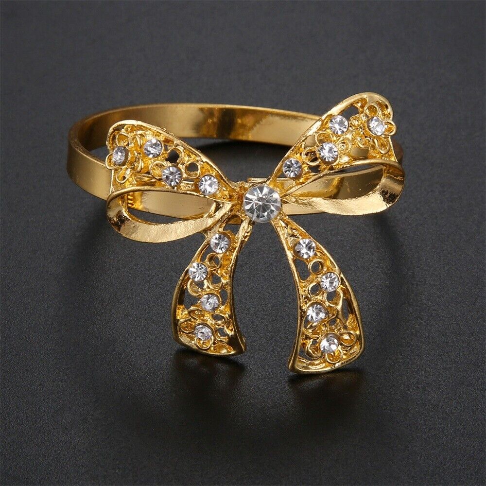 1 Ct Round Cut Diamond 14K Yellow Gold Over Bowknot Napkin Promise Christmas Ring 925 Sterling Silver