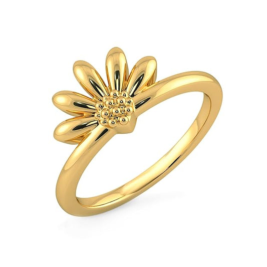 14k Yellow Gold Over .925 Sterling Silver Half Flower Ring for Girl's