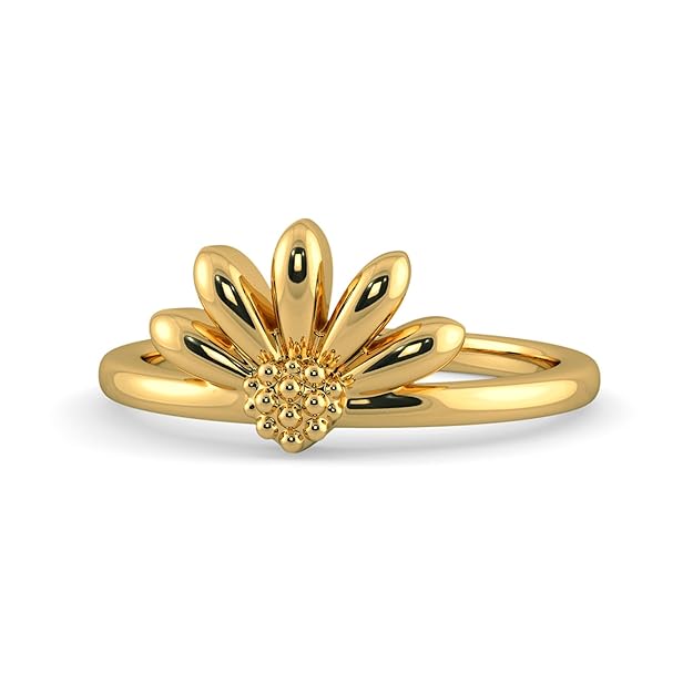 14k Yellow Gold Over .925 Sterling Silver Half Flower Ring for Girl's