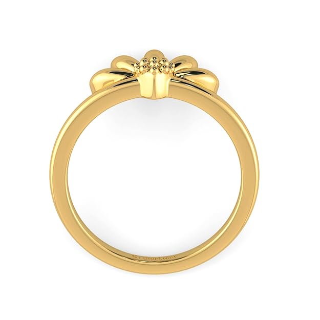 14k Yellow Gold Over .925 Sterling Silver Half Flower Ring for Girl's