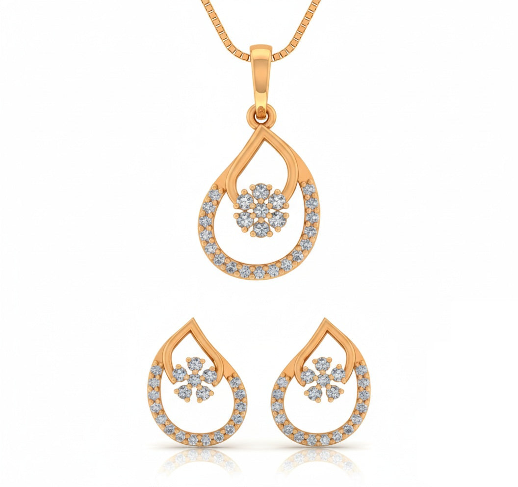 SET | 9K Gold | IGI Certified Real Diamond | BIS Hallmarked | for Her | Modern Classic | Festive & Everyday Styling