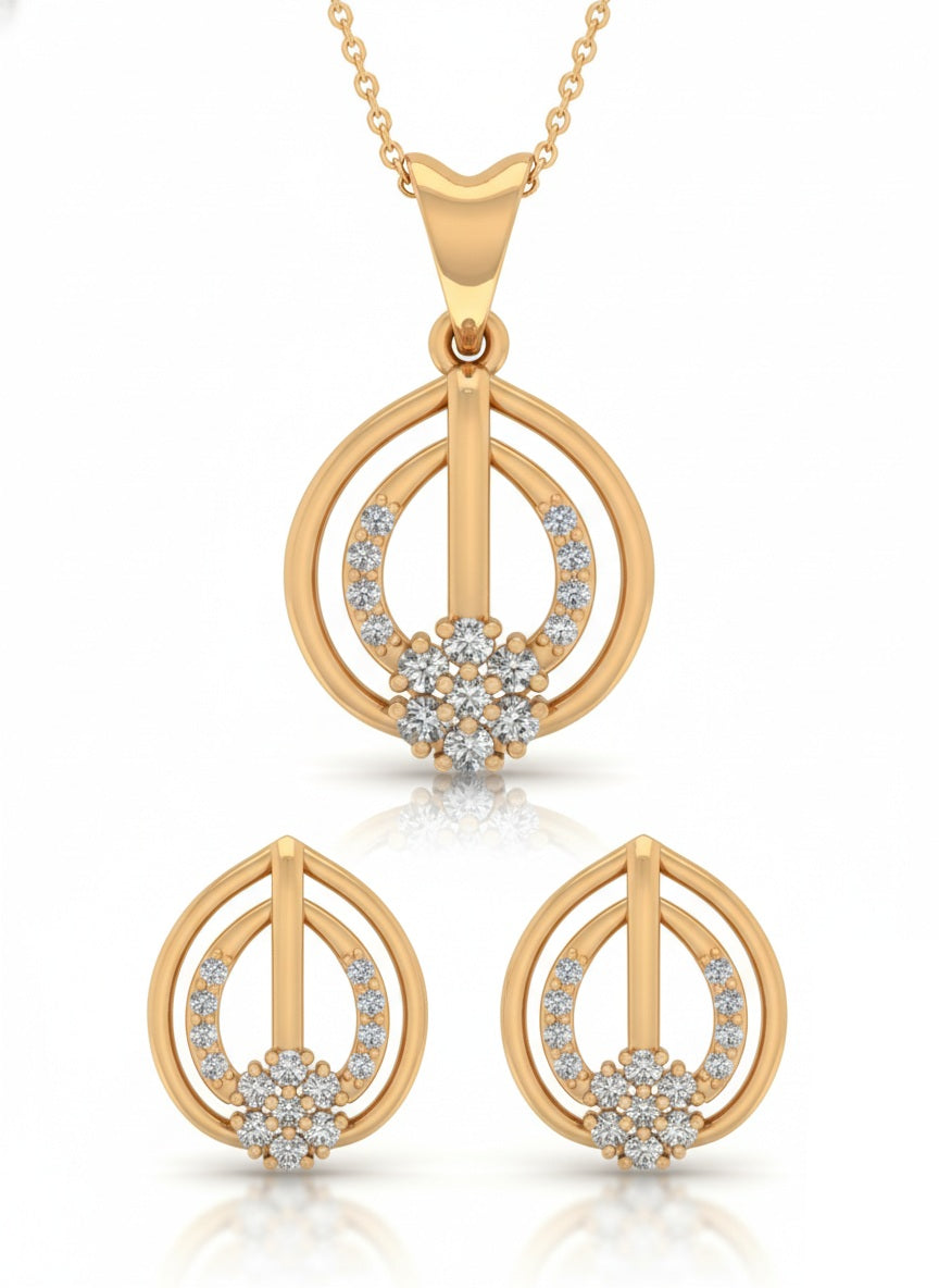 SET | 9K Gold | IGI Certified Real Diamond | BIS Hallmarked | for Her | Versatile Gift Choice | Festive & Everyday Styling