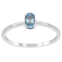 1 Ct Cut Oval Blue Topaz Diamond 14K White Gold Finish Solitaire Promise Ring 925 Sterling Silver