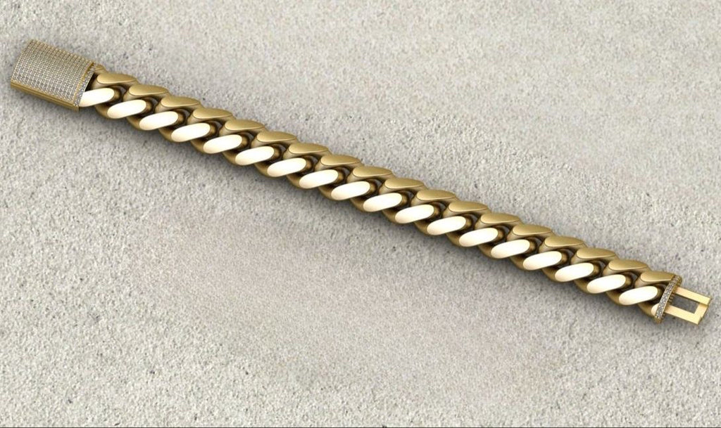 Real solid hallmarked 18kt Miami Cuban Chain 8.25 inch, 76 gm Bracelet Booking Amount only.