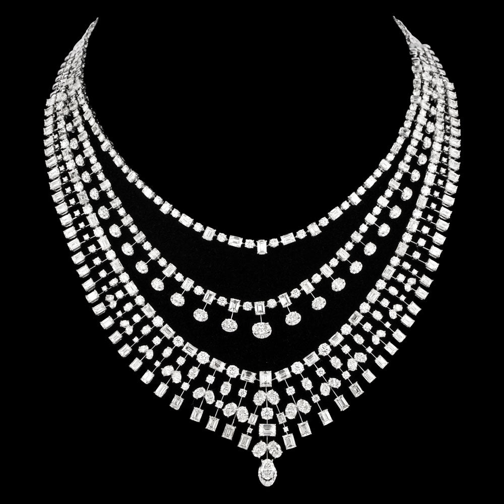 18K White Gold Diamond Necklace - 51.251ct VVS-VS-GH