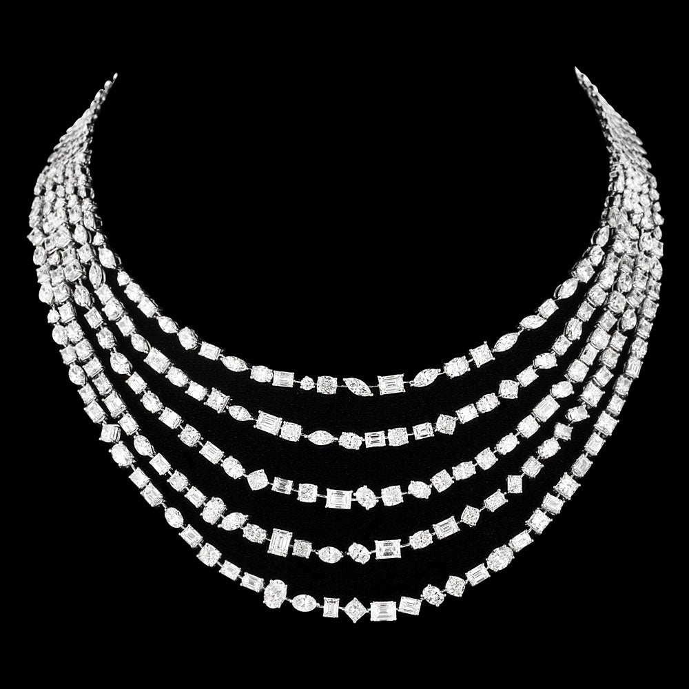 18K White Gold Diamond Necklace - 48.313ct VVS-VS-GH