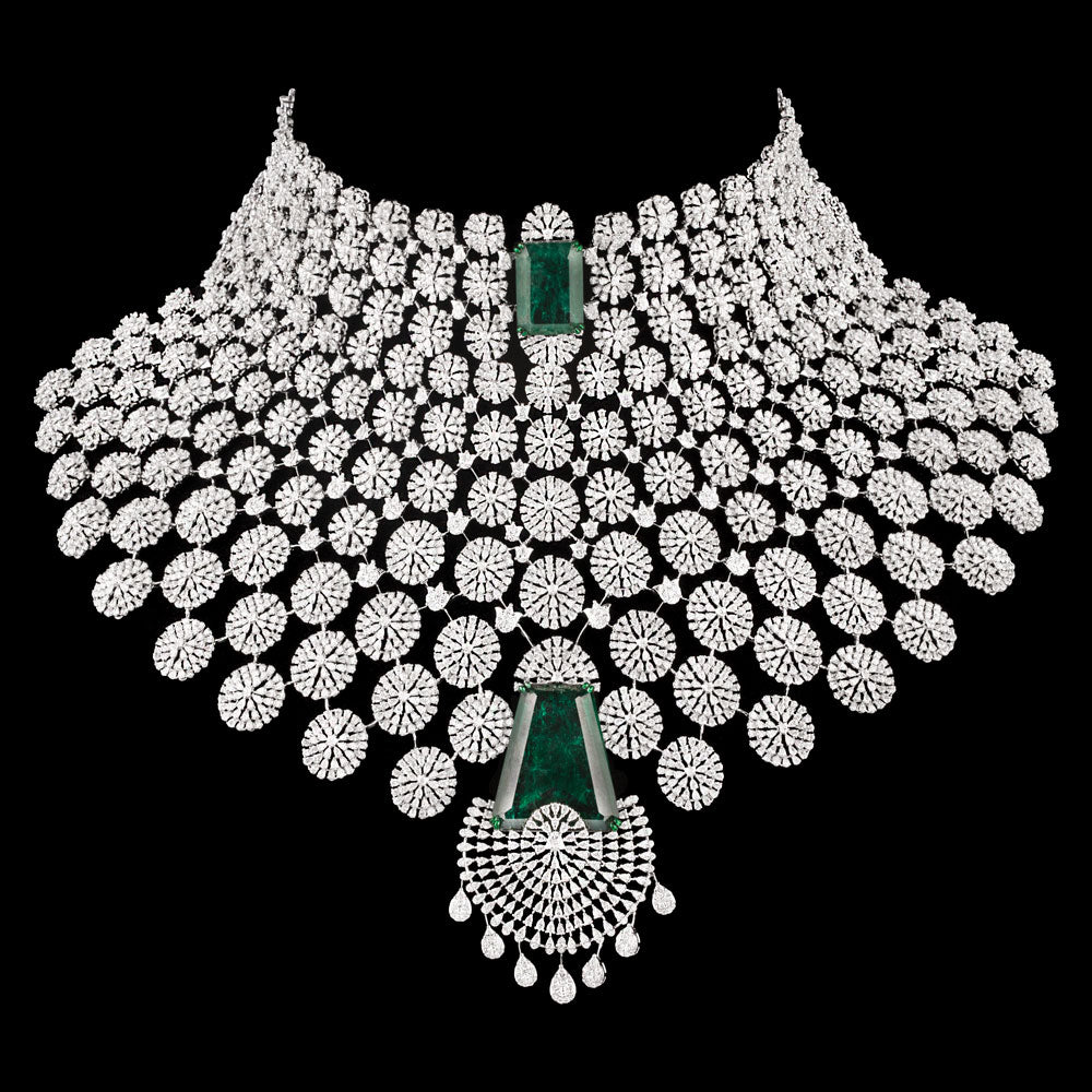 18K White Gold Diamond Necklace - 84.308ct VVS-EF with Colour Stones