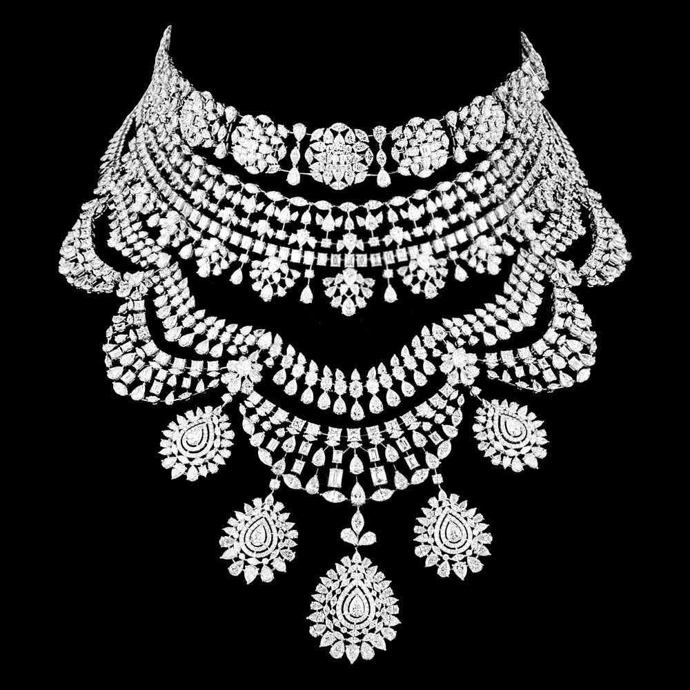 18K White Gold Diamond Necklace - 72.272ct VVS-VS-FG