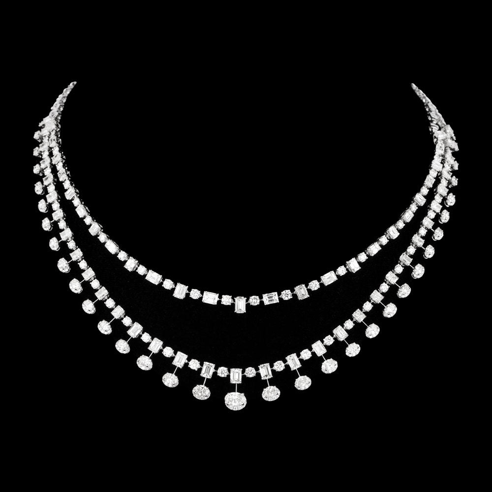 18K White Gold Diamond Necklace - 17.778ct VVS-VS-GH