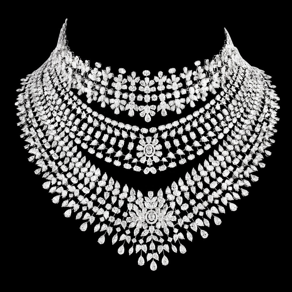 18K White Gold Diamond Necklace - 78.157ct VVS-VS-GH