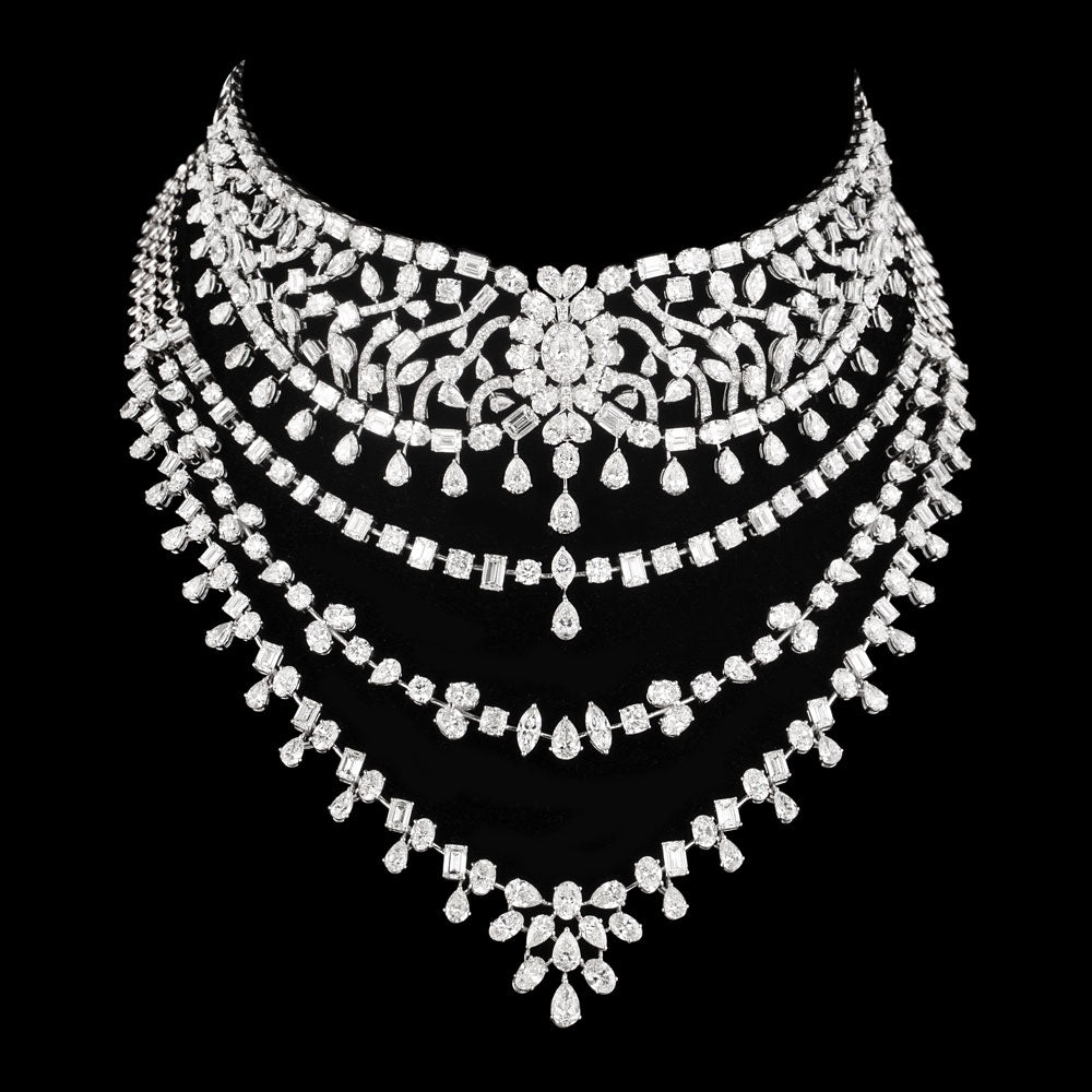 14K White Gold Diamond Necklace - 54.966ct VS-SI-GH