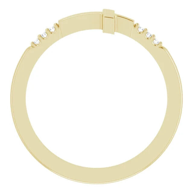 1 Ct Round Cut Diamond 14K Yellow Gold Finish Stackable Sideways Cross Anniversary Ring In 925 Sterling Silver