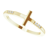 1 Ct Round Cut Diamond 14K Yellow Gold Finish Stackable Sideways Cross Anniversary Ring In 925 Sterling Silver