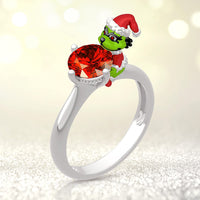 2 Ct Round Cut Red Green Diamond 14K White Gold Finish Christmas Engagement Ring 925 Sterling Silver