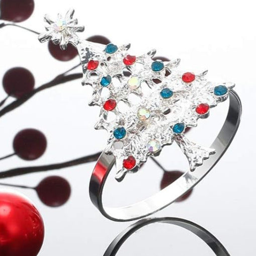 1 Ct Round cut Diamond Red,Blue Sapphire 14K White Gold Over Promise Merry Christmas Ring 925 Sterling Silver