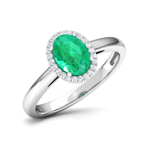 1 Ct Oval Cut Green Emerald Daimond 14K White Gold Finish Halo Anniversary Ring On 925 Sterling Silver