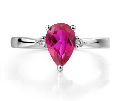 2 Ct Pear Cut Shape Pink Sapphire & Diamond Gift Ring 14K White Gold Finish 925 Sterling Silver