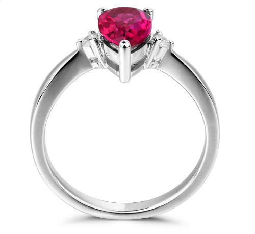 2 Ct Pear Cut Shape Pink Sapphire & Diamond Gift Ring 14K White Gold Finish 925 Sterling Silver