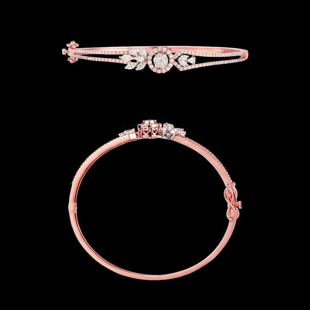 14K Rose Gold Diamond Kada - 1ct VS-FG