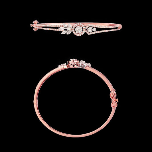14K Rose Gold Diamond Kada - 1ct VS-FG