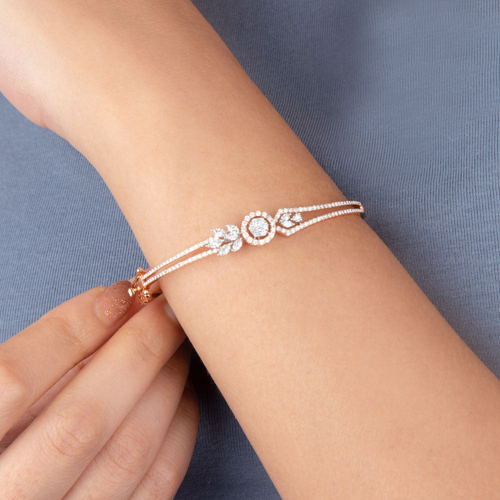 14K Rose Gold Diamond Kada - 1ct VS-FG