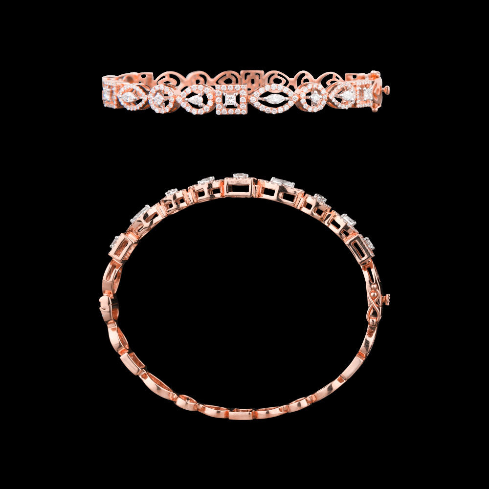 18K Rose Gold Diamond Kada - 1.11ct VS-SI-FG