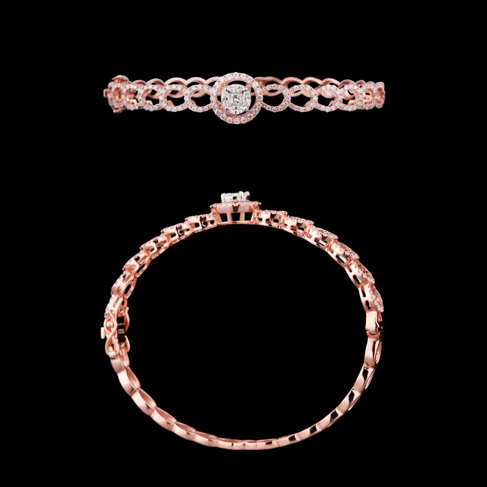 18K Rose Gold Diamond Kada - 1.18ct VVS-FG