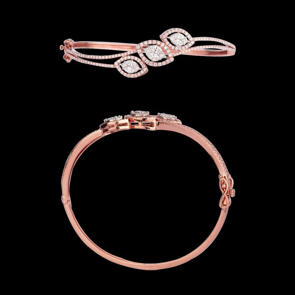 18K Rose Gold Diamond Kada - 1.44ct SI-GH