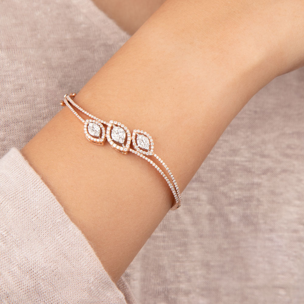 18K Rose Gold Diamond Kada - 1.44ct SI-GH