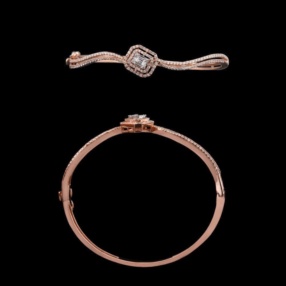 14K Rose Gold Diamond Kada - 0.89ct SI-GH