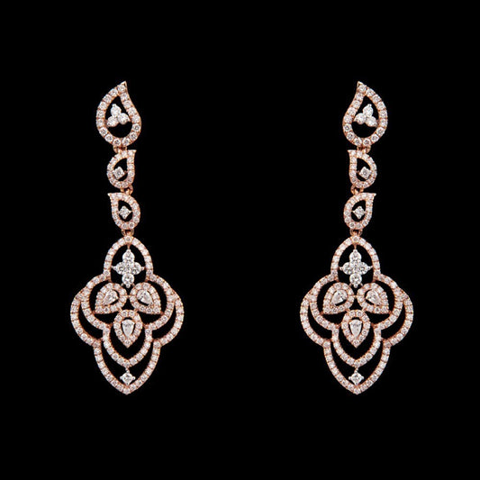 18K Rose Gold Diamond Earrings - 2.45ct VS-FG