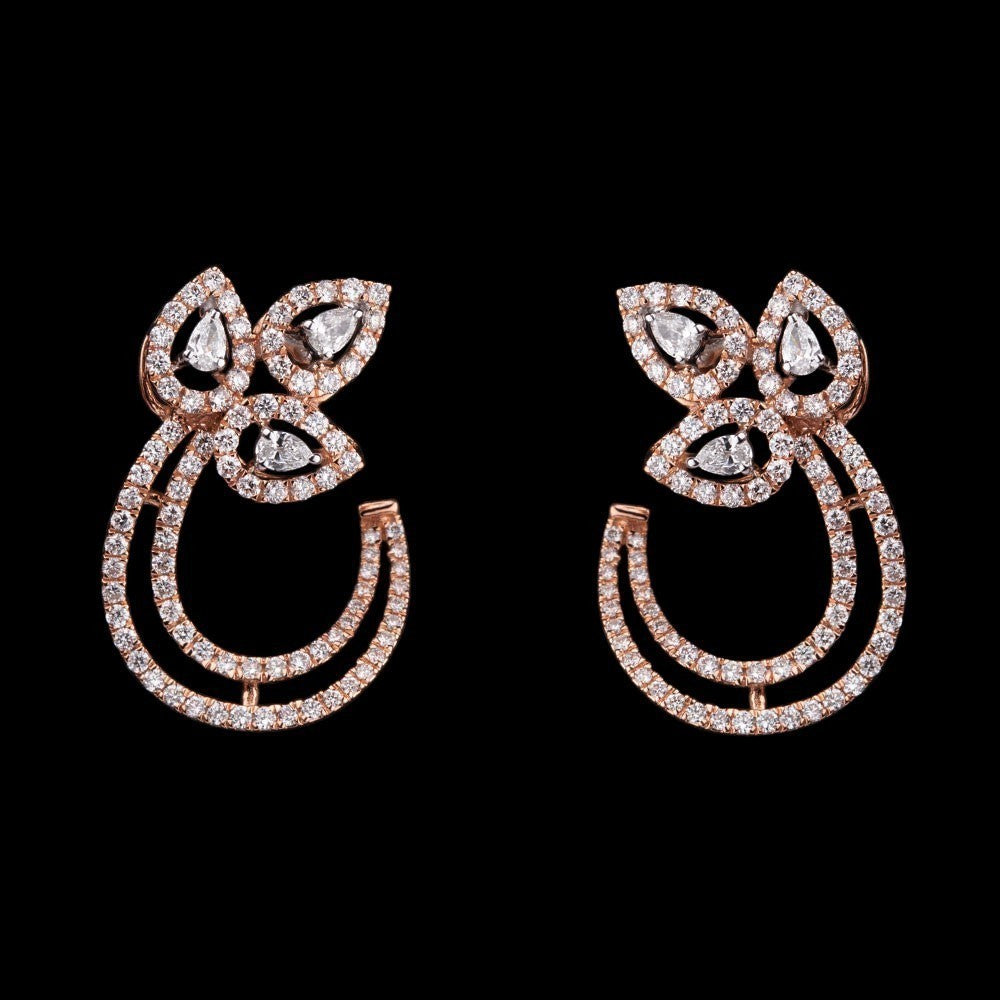 18K Rose Gold Diamond Earrings - 1.25ct VS-FG