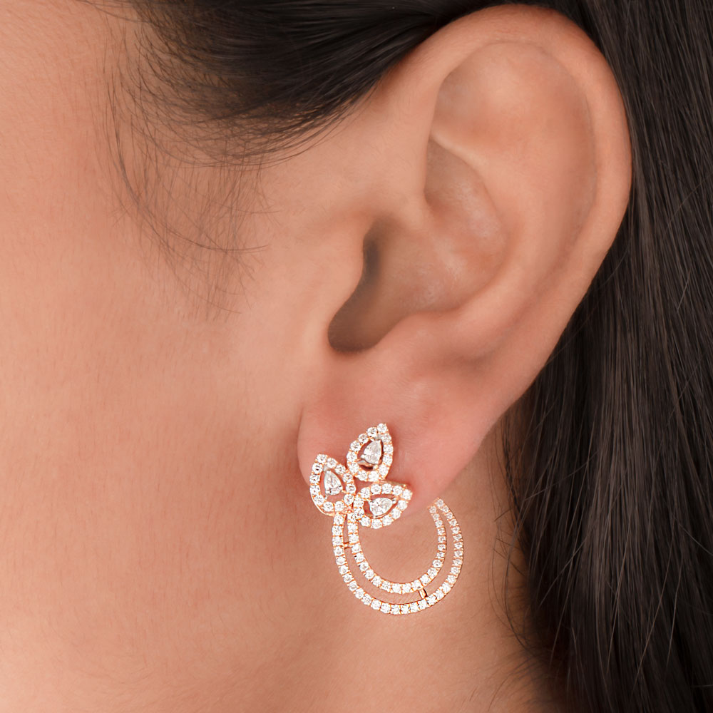 18K Rose Gold Diamond Earrings - 1.25ct VS-FG