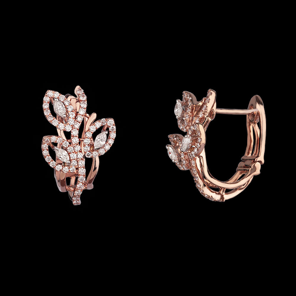 14K Rose Gold Diamond Earrings - 0.88ct VS-SI-FG