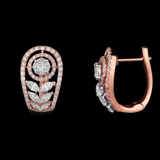 14K Rose Gold Diamond Earrings - 1.388ct VS-SI-FG