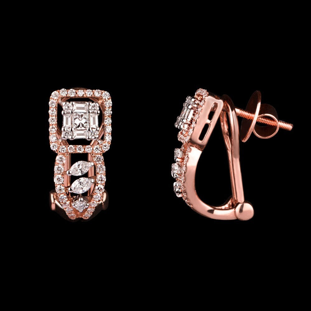 18K Rose Gold Diamond Earrings - 0.81ct VS-FG