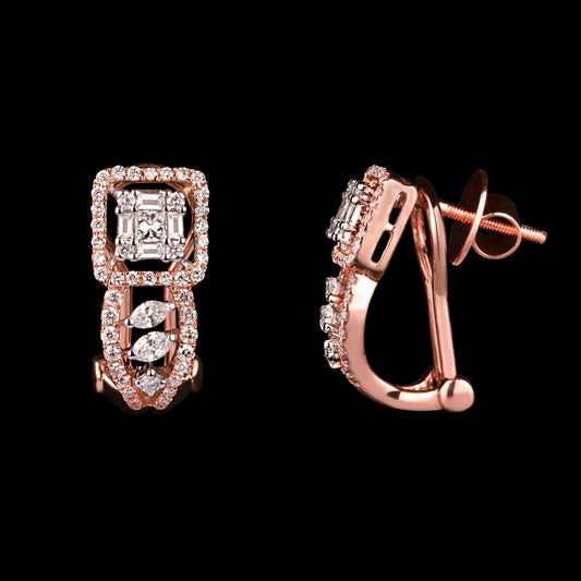 18K Rose Gold Diamond Earrings - 0.81ct VS-FG