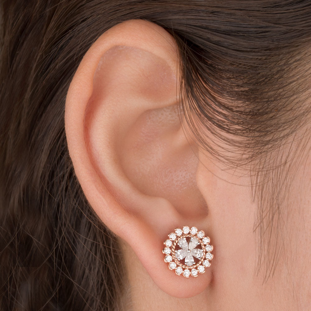 14K Rose Gold Diamond Earrings - 0.93ct VS-FG