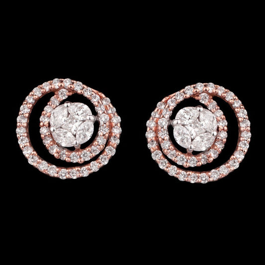 18K Rose Gold Diamond Earrings - 0.65ct VS-SI-FG