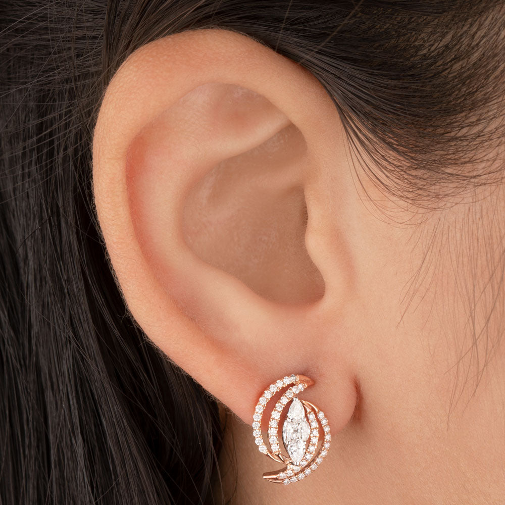 14K Rose Gold Diamond Earrings - 0.88ct VS-SI-FG