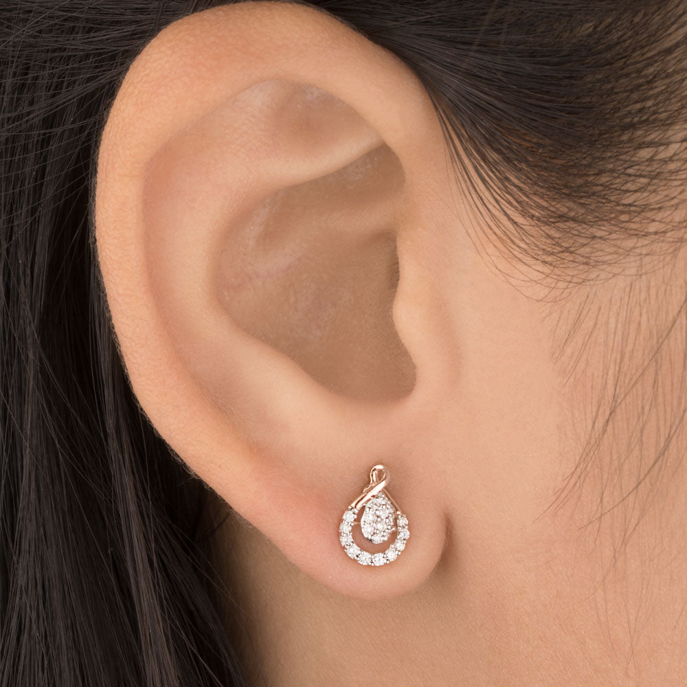 14K Rose Gold Diamond Earrings - 1.06ct VS-FG
