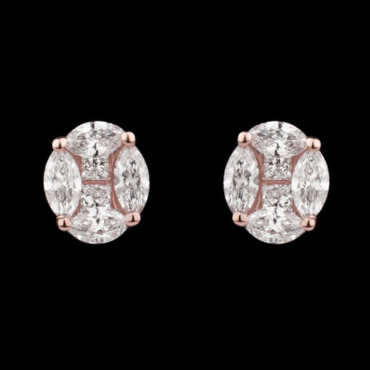 14K Rose Gold Diamond Earrings - 0.59ct VS-SI-FG