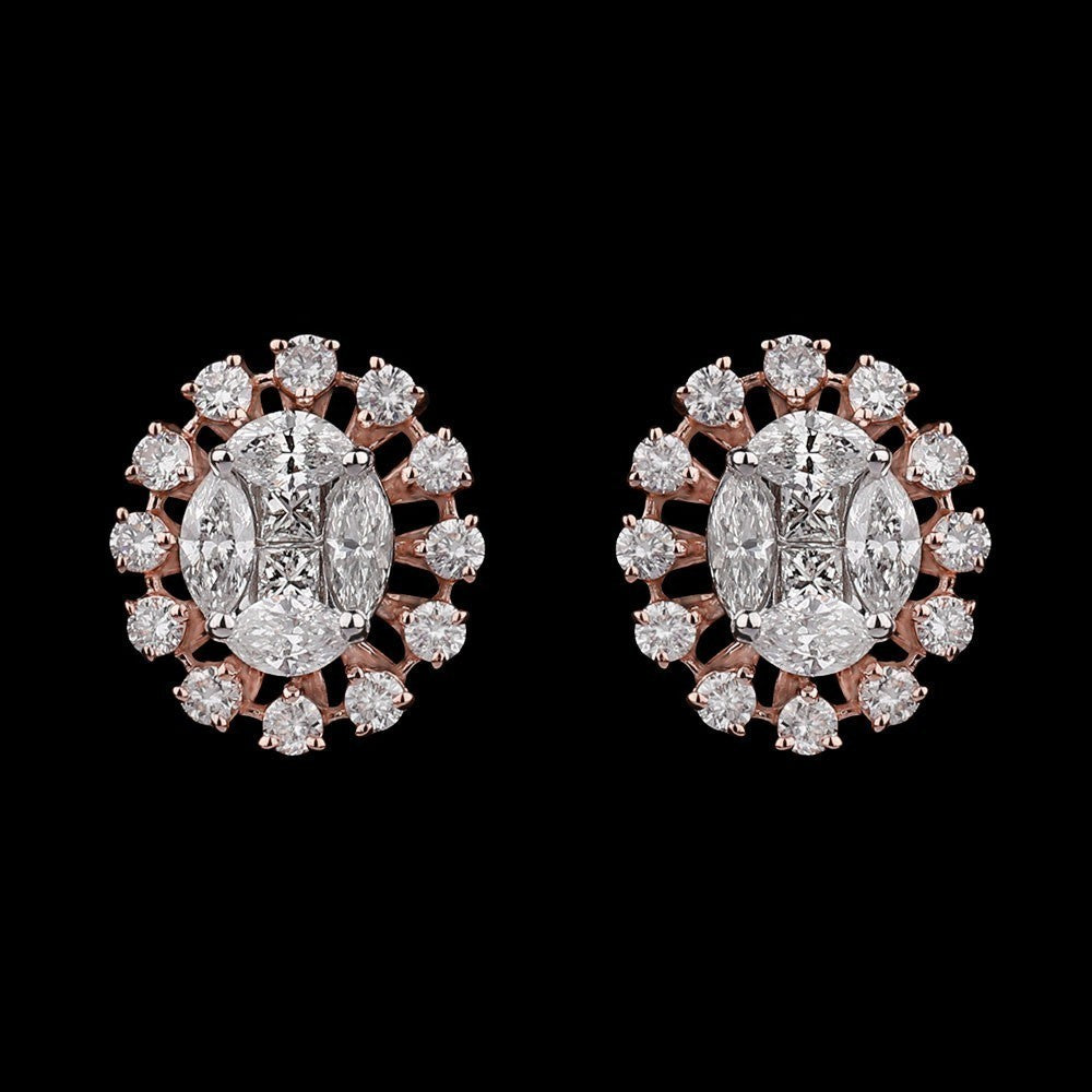 14K Rose Gold Diamond Earrings - 0.98ct VS-SI-FG