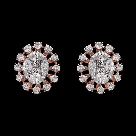 14K Rose Gold Diamond Earrings - 0.98ct VS-SI-FG