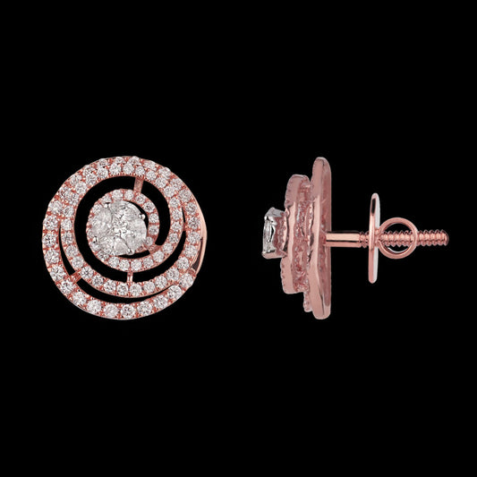 14K Rose Gold Diamond Earrings - 0.95ct VS-SI-FG