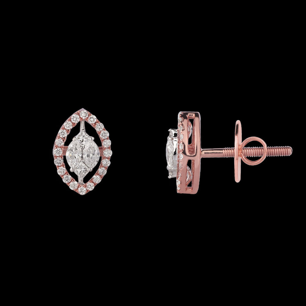 14K Rose Gold Diamond Earrings - 0.42ct VS-FG
