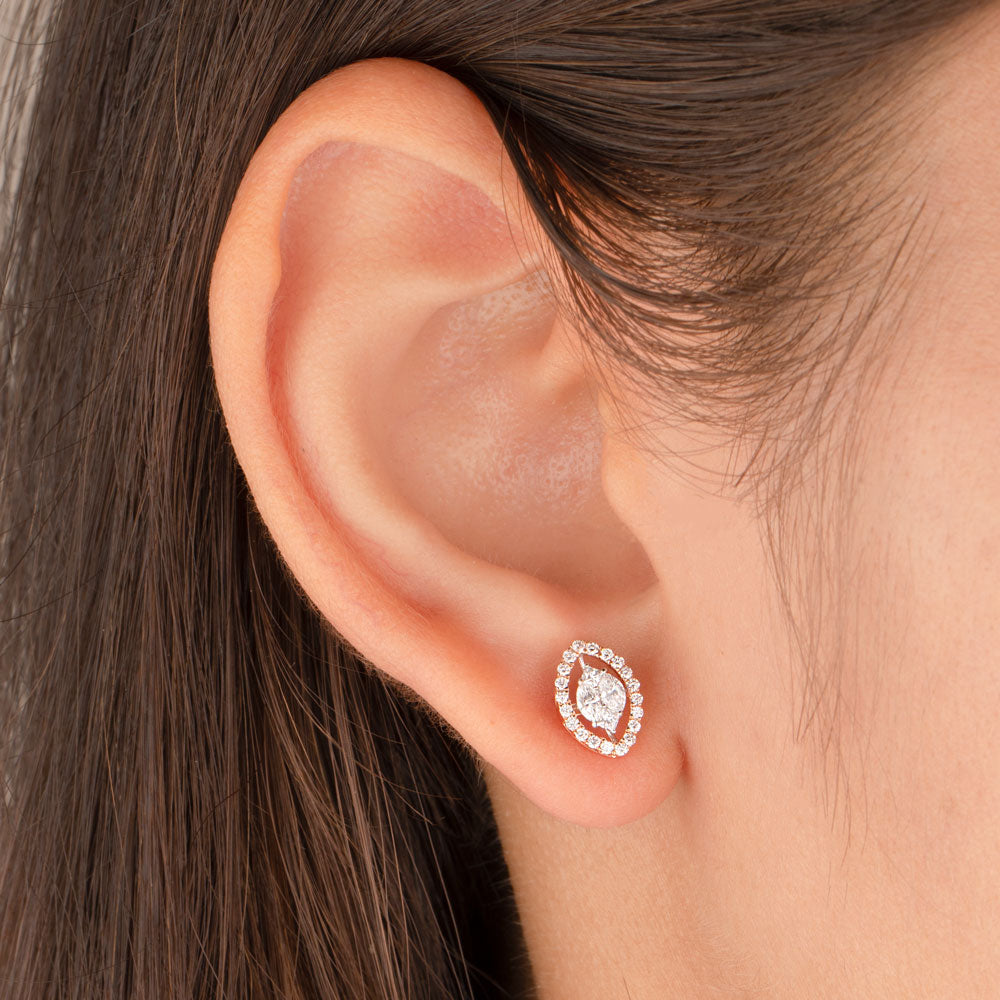 14K Rose Gold Diamond Earrings - 0.42ct VS-FG