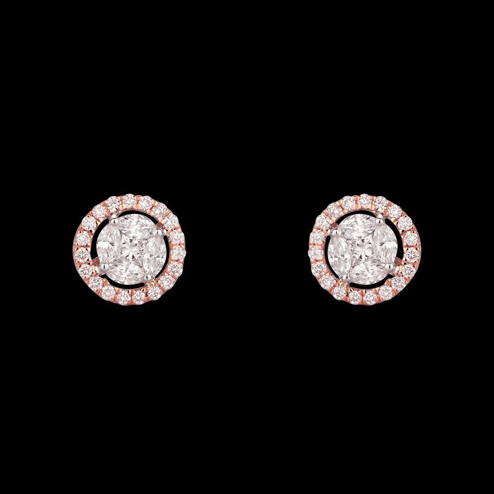 14K Rose Gold Diamond Earrings - 0.63ct VS-SI-FG